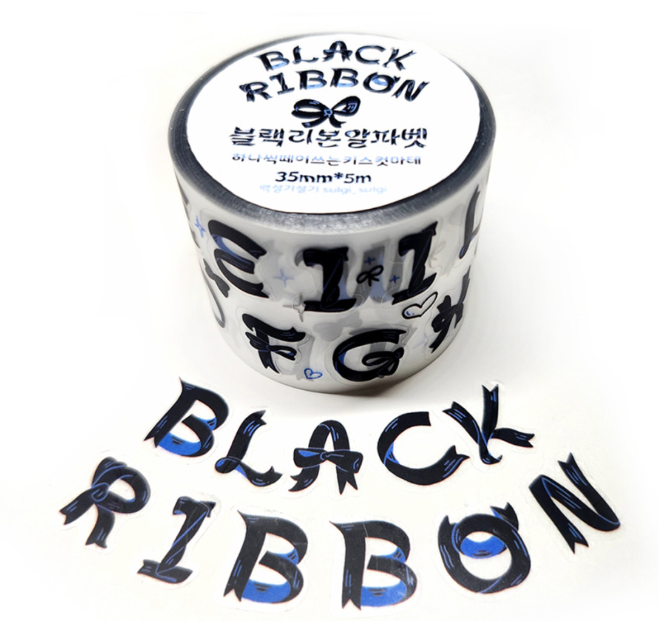 Sulgi Sulgi Black Ribbon Letters sticker roll w106
