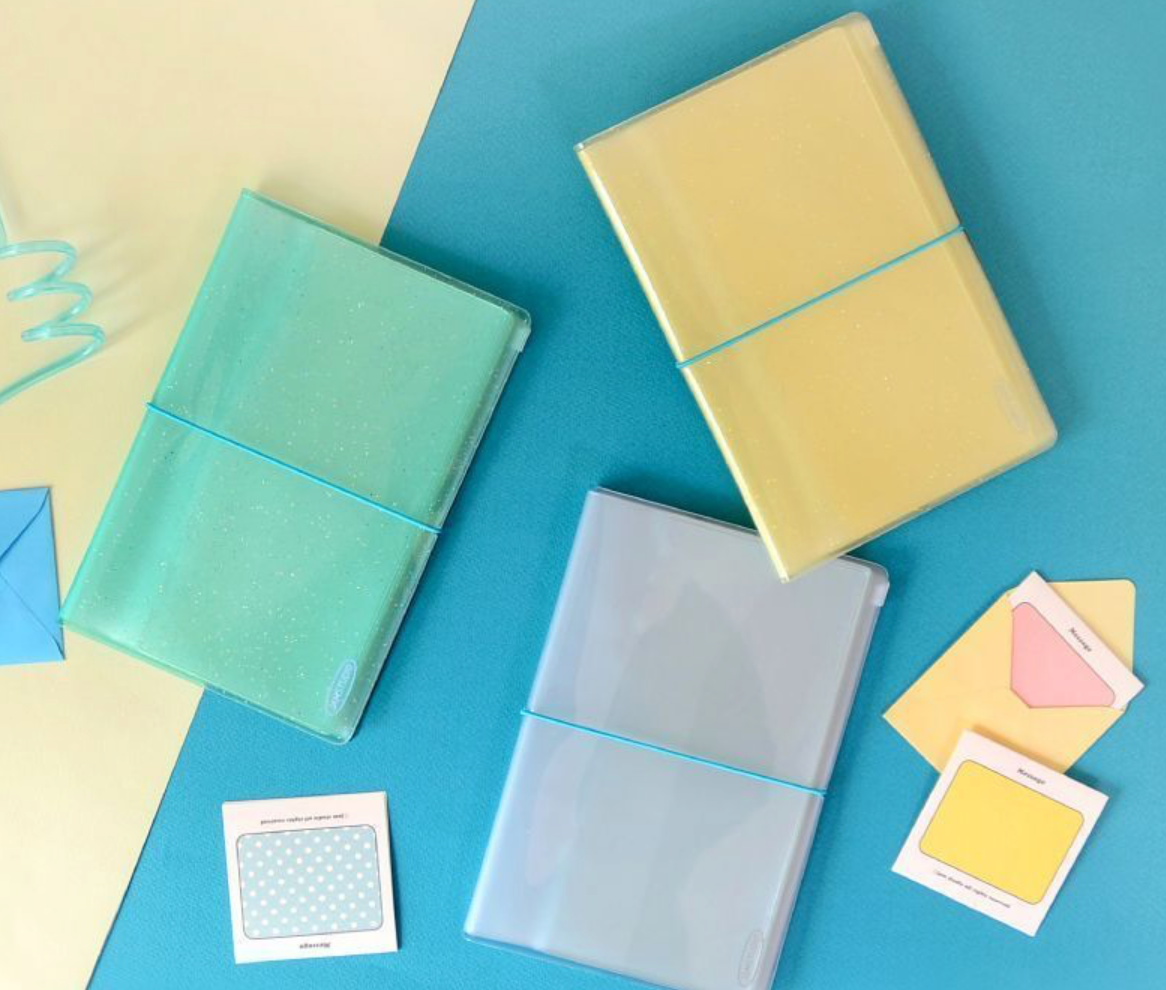 Jam Studio Sticker Storage Long Pocket Book | Expandable Korean Sticker Album with Clear Pouch