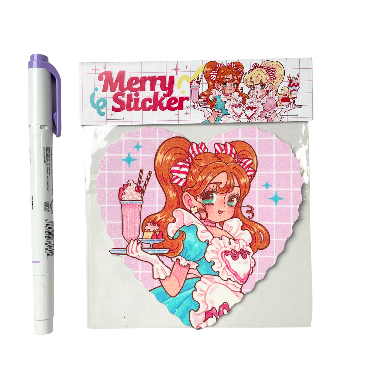 Natsuput Merry Pink MIlkshake Heart Sticker