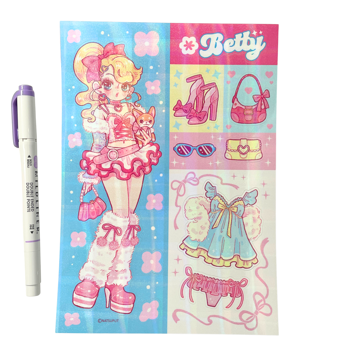 Natsuput Betty Large Holographic Sticker Sheet