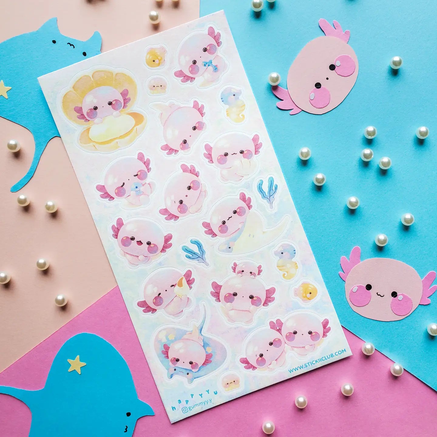 Stickii Adorable Axolotls Sticker Sheet B617