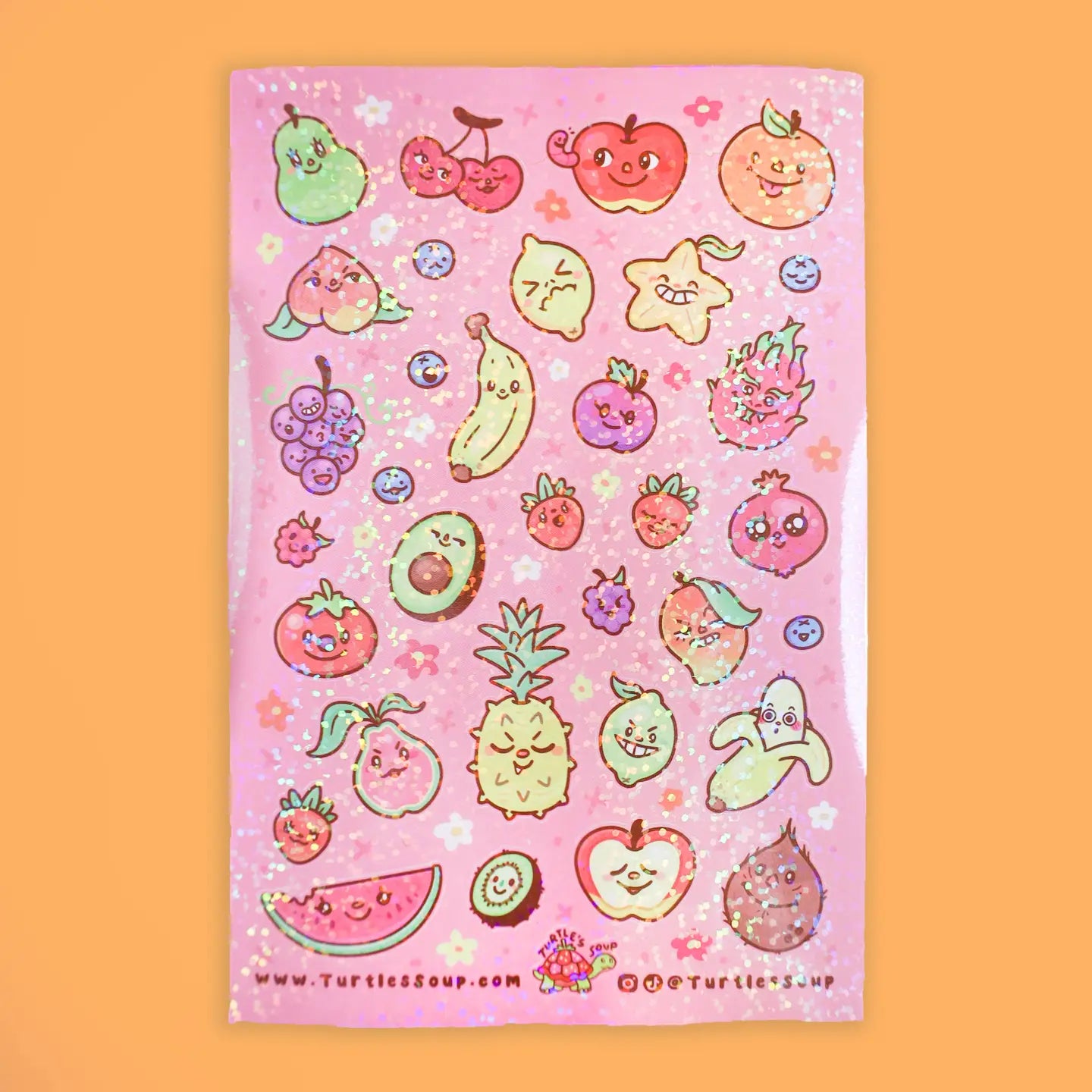 Turtle's Soup Sparkly Fruit sticker b616