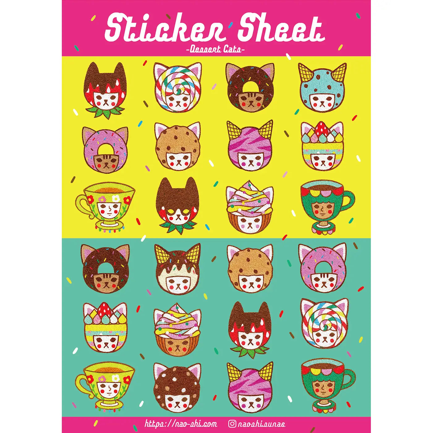 Naoshi Dessert Cats Sticker sheet B805