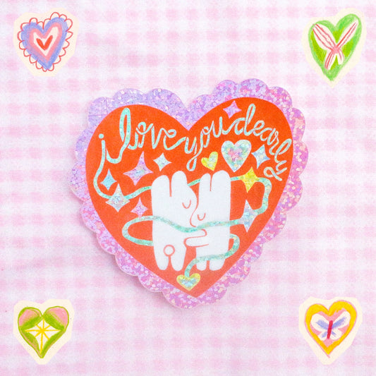 Odd Rabbits I Love You Glitter Vinyl Sticker