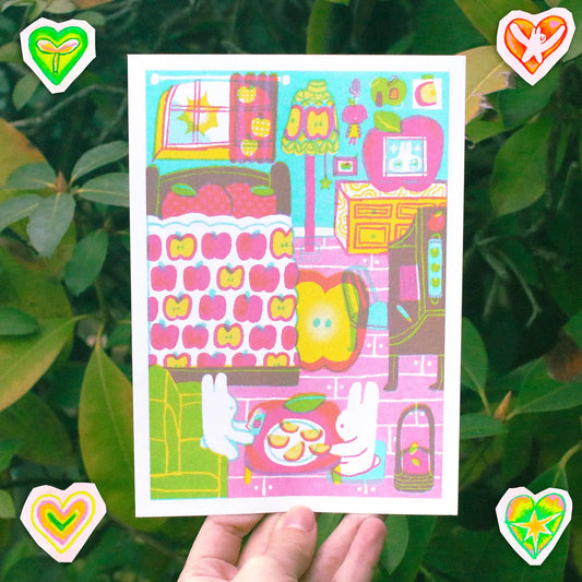 Odd Rabbits Our Apple Room 5x7 Risograph Print