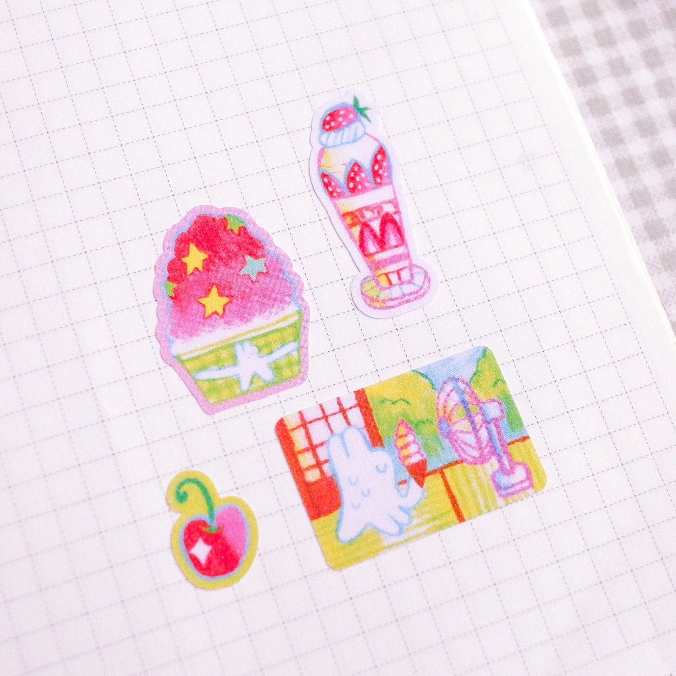 Odd Rabbits Sunny Sweets A6 Frosted Glitter Sticker Sheet.