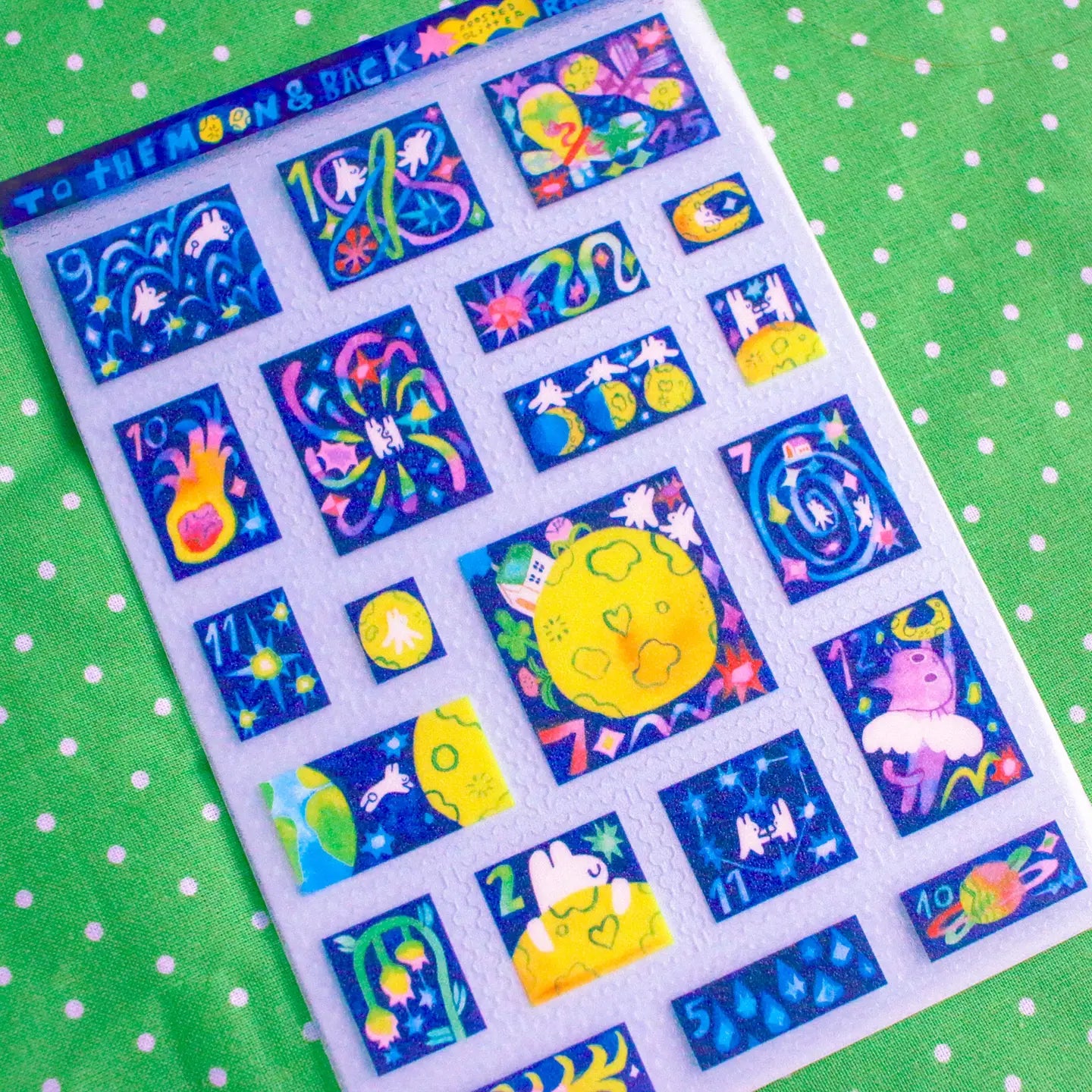 Odd Rabbits To the Moon and Back Frosted Glitter Transparent A6 Sticker Sheet