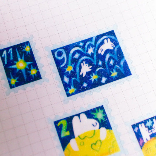 Odd Rabbits To the Moon and Back Frosted Glitter Transparent A6 Sticker Sheet