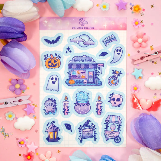 Unicorn Eclipse Spirit Town Sticker Sheet H9