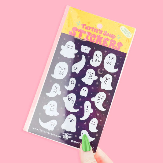 Turtle's Soup Kawaii Ghosts sparkle sticker H12