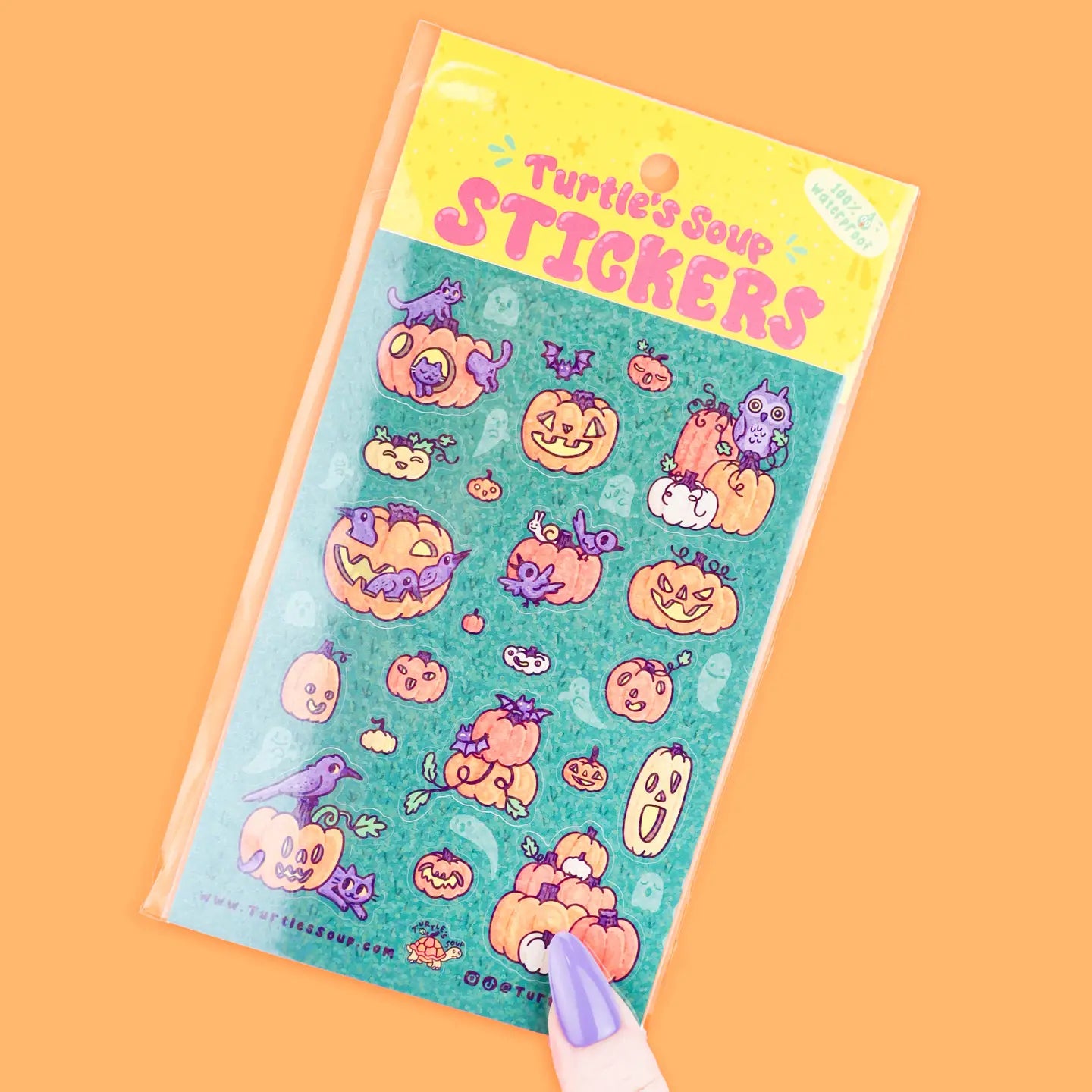 Turtle's Soup Spooky Pumpkins sparkle sticker H13