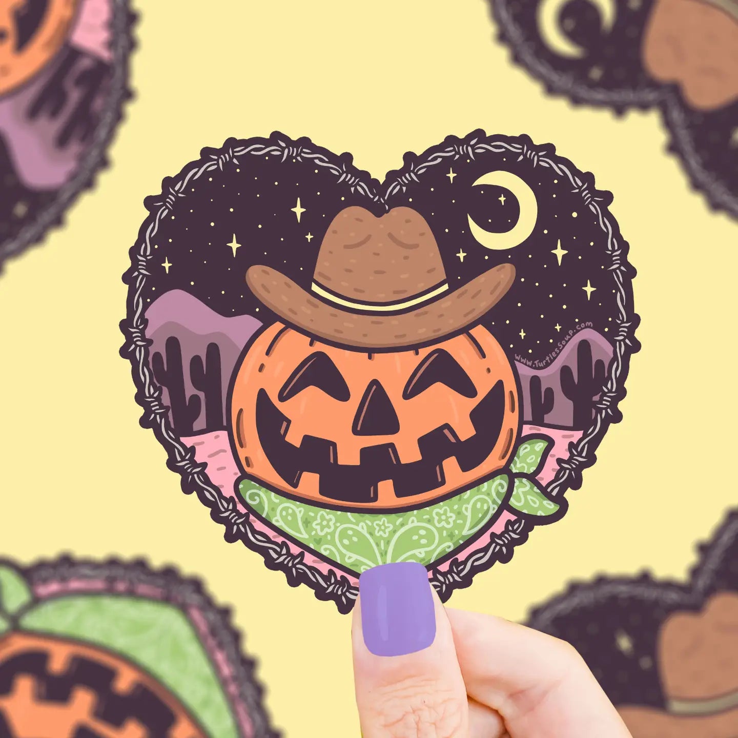 Turtle's Soup Cowboy Pumpkin vinyl sticker H29