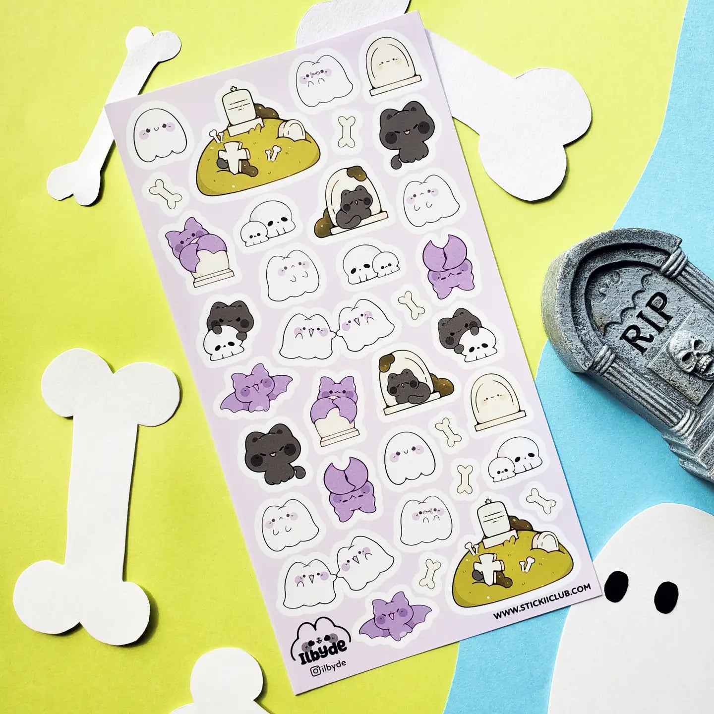 Stickii Spookii Cats & Bats Sticker Sheet H4