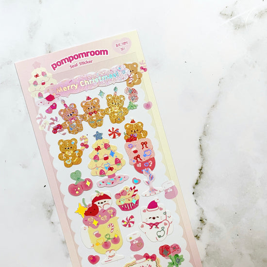 Pompomroom Merry Sweet Christmas sparkle sticker c54