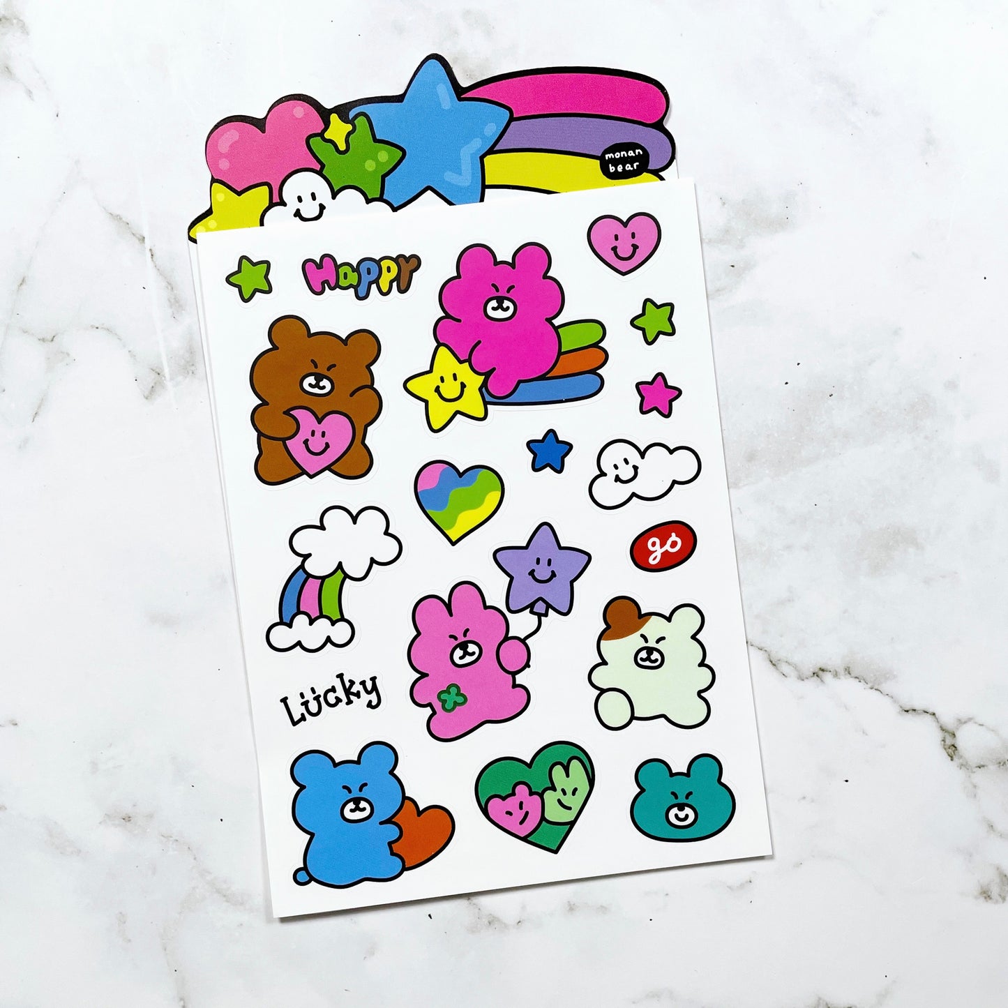Monan Bear Happy go Lucky sticker A54